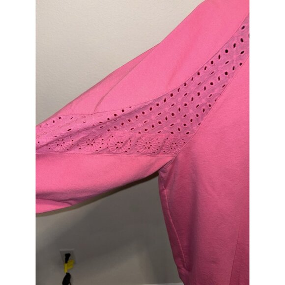 Cato Womens 2XL 18/20 Blouse Top Pullover Eyelet Details Sleeves Pink - Picture 3 of 9